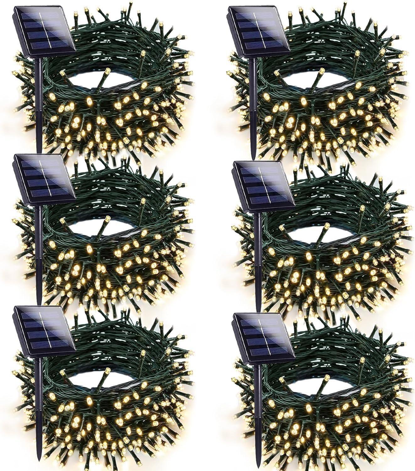 6pk Warm White Solar Christmas Lights for Outdoor Decor