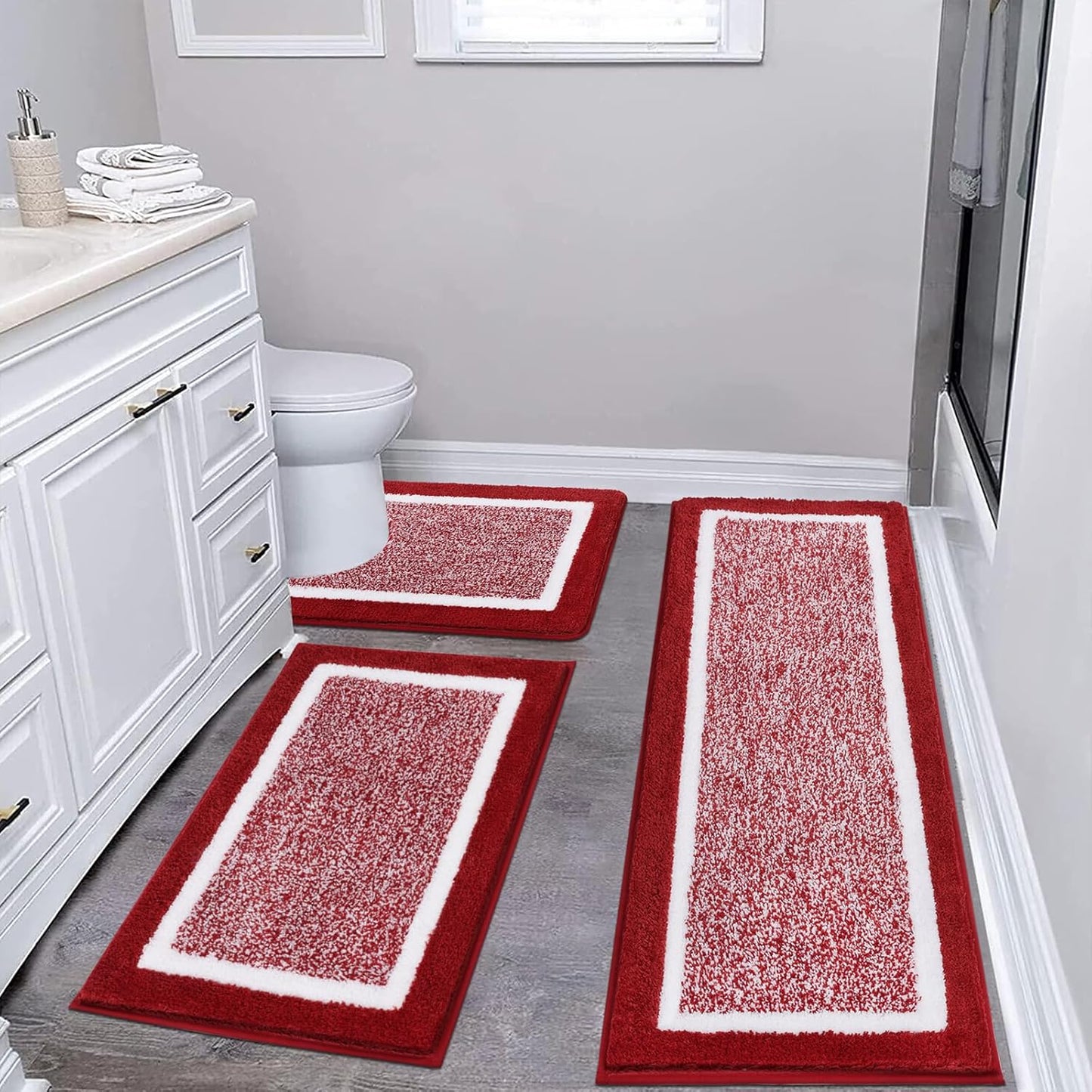 Pauwer Bathroom Rugs Sets - Ultra Soft Non-Slip Bath Mats