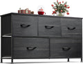 Charcoal Black Wood Grain 5-Drawer Dresser - Wide Storage Chest