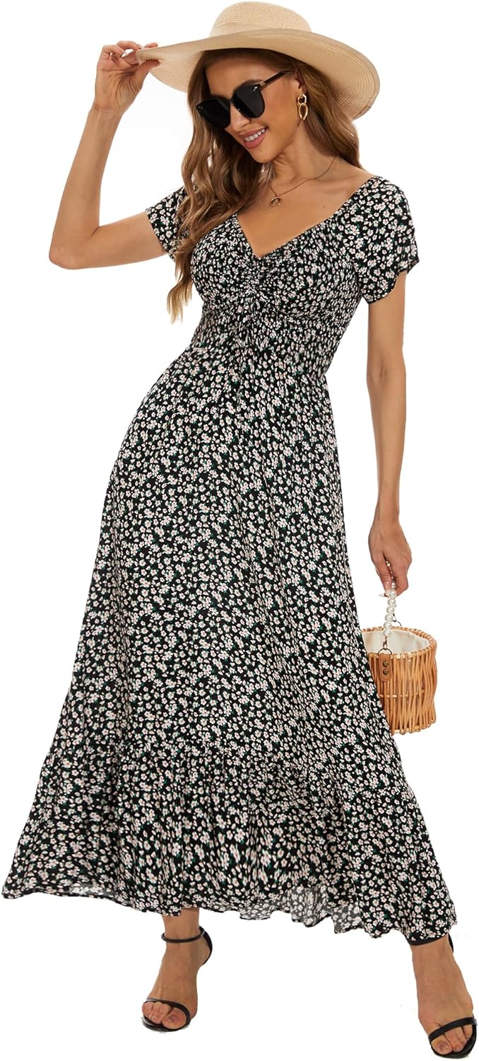 Women's Summer Floral Maxi Dress for Beach and Party Wear