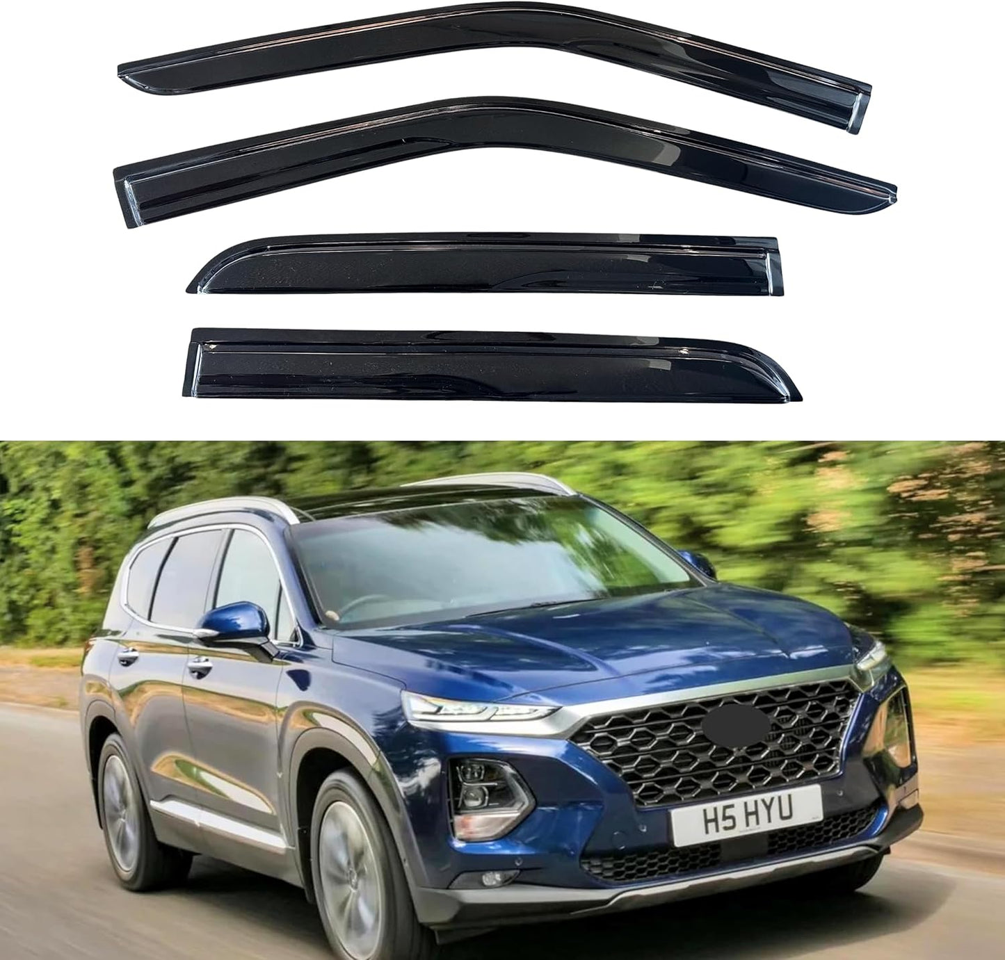 KPY Window Visor Rain Guards for Hyundai Santa Fe 2013-2018