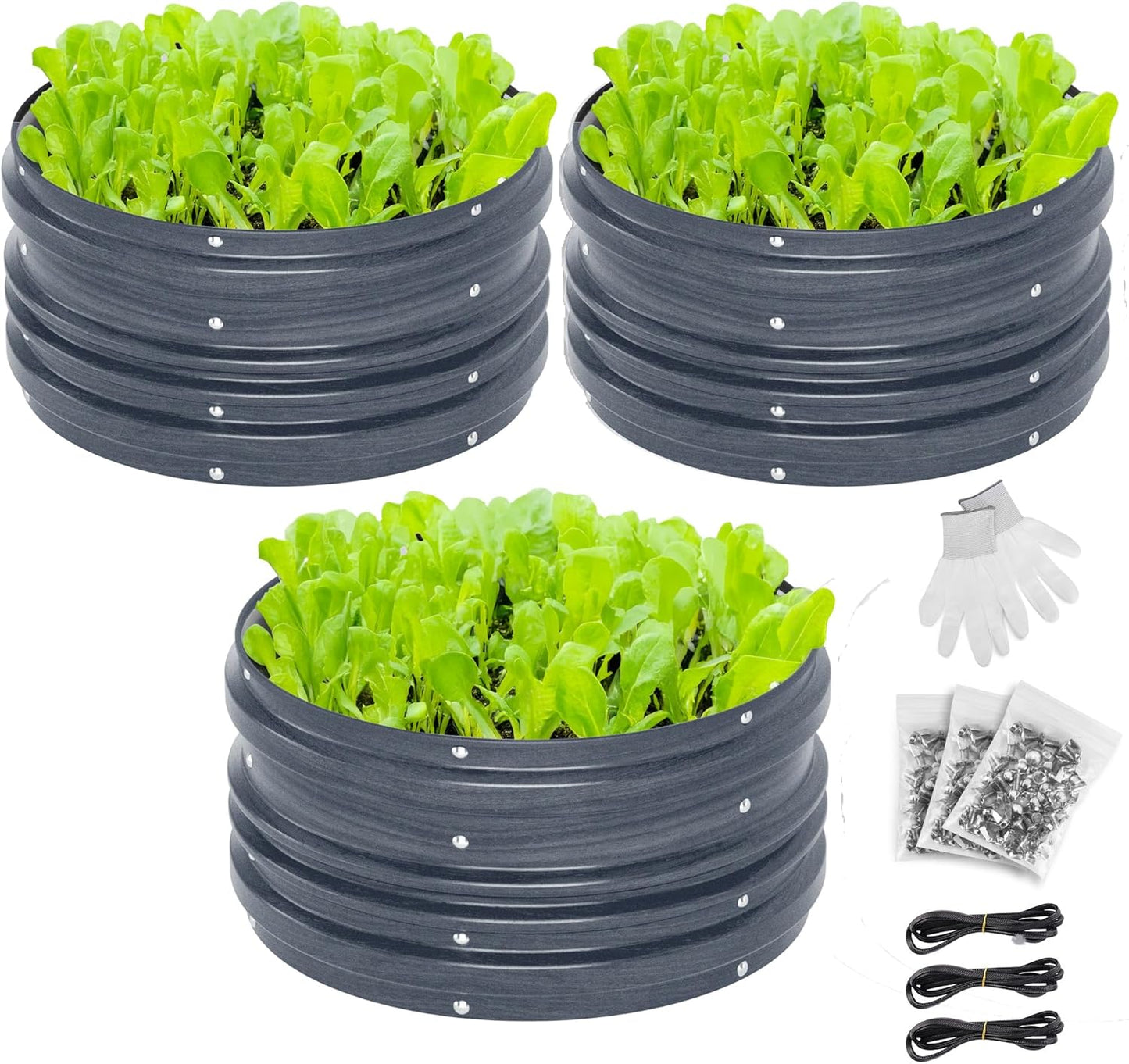 WORKPRO 3Pcs Galvanized Raised Garden Bed Set for Vegetables