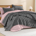 Litanika Oversized King Quilt Set 120x120 - Lightweight Grey Comforter