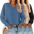 Ficerd Women's 3 Pack Crop Long Sleeve Tops for Everyday Style