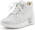 Women's Fashion Glitter Platform Wedge Sneakers - Sparkly Bridal Style