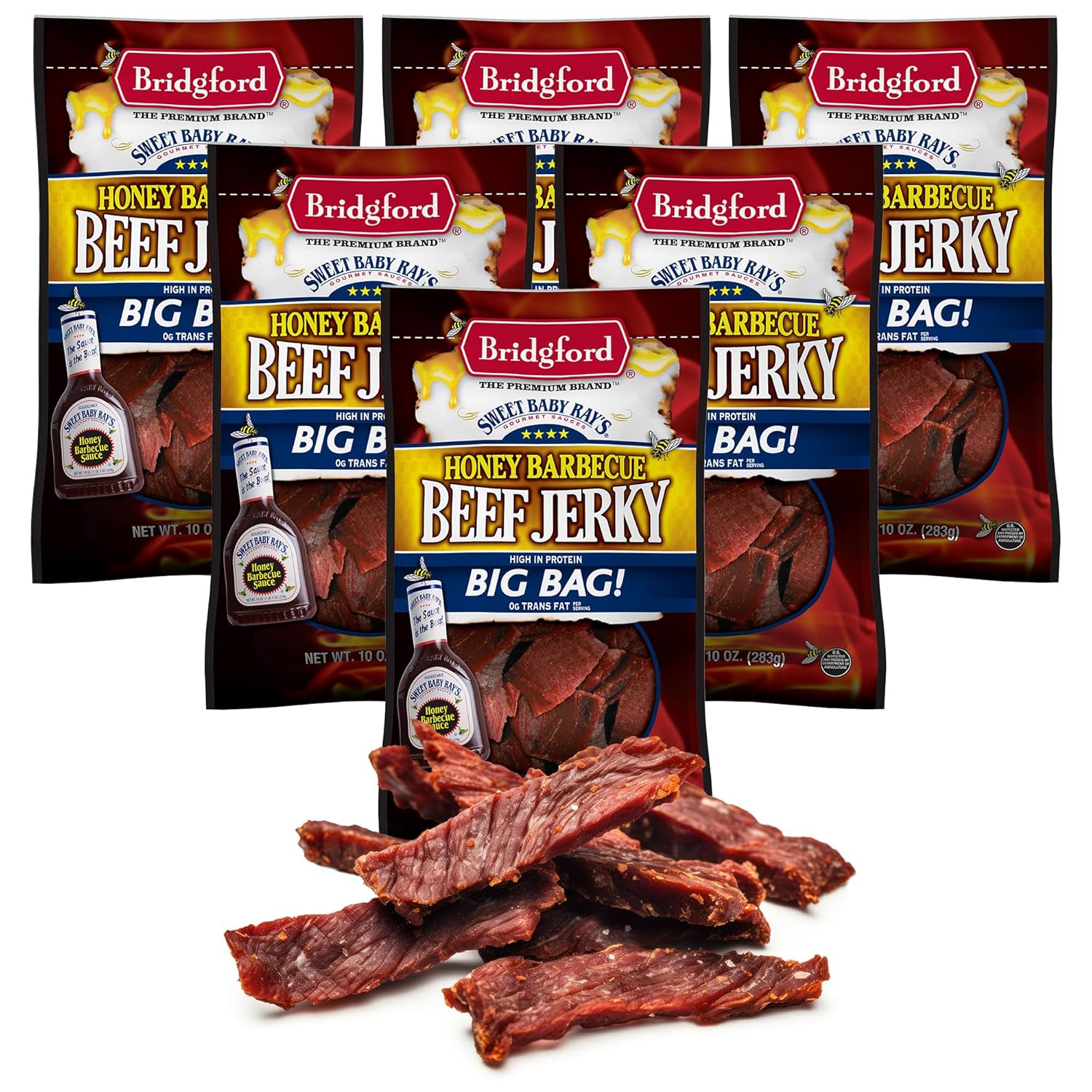 Bridgford Sweet Baby Ray's Honey BBQ Beef Jerky 10 oz Pack