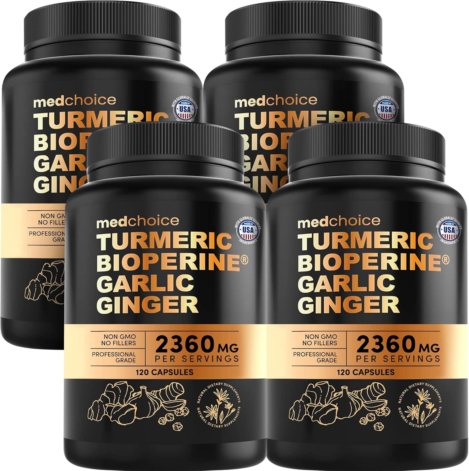 4-in-1 Turmeric and Garlic Supplements for Daily Wellness