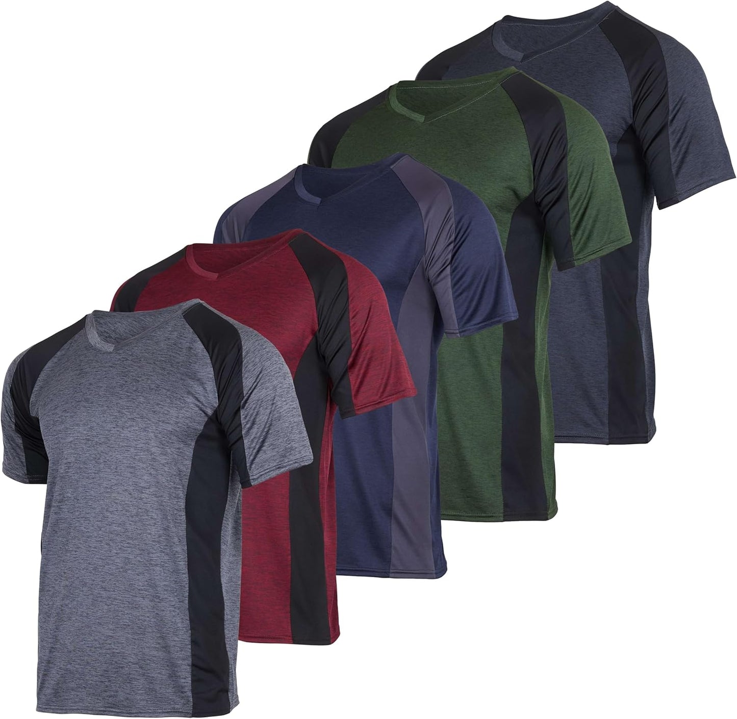 Mens V-Neck Dry-Fit Moisture Wicking Active T-Shirt Pack