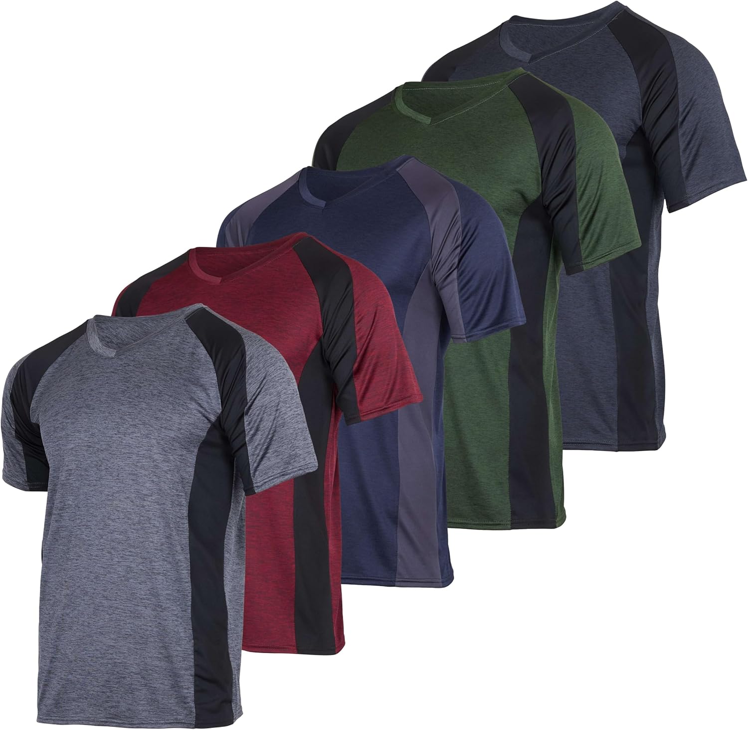Mens V-Neck Dry-Fit Moisture Wicking Performance T-Shirt Pack