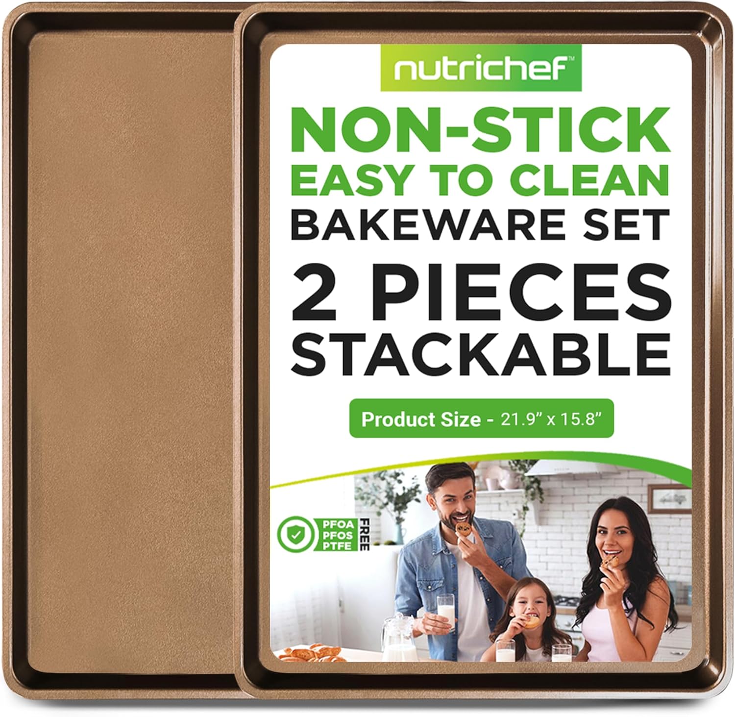 NutriChef Nonstick XL Cookie Sheets for Baking - 22 in x 16 in