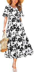 Trendy Women's Casual Short Sleeve Tiered Dress for Summer Fun