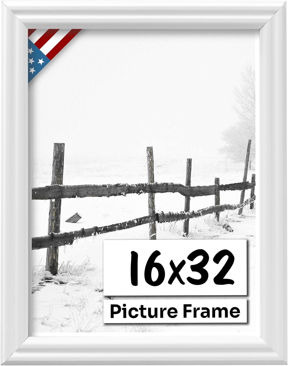 White 16x32 Picture Frame with UV-Blocking Plexiglass for Art
