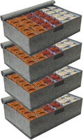 Gray Sock Organizer Divider 4 Pack with Lid - 30 Cell Foldable Storage