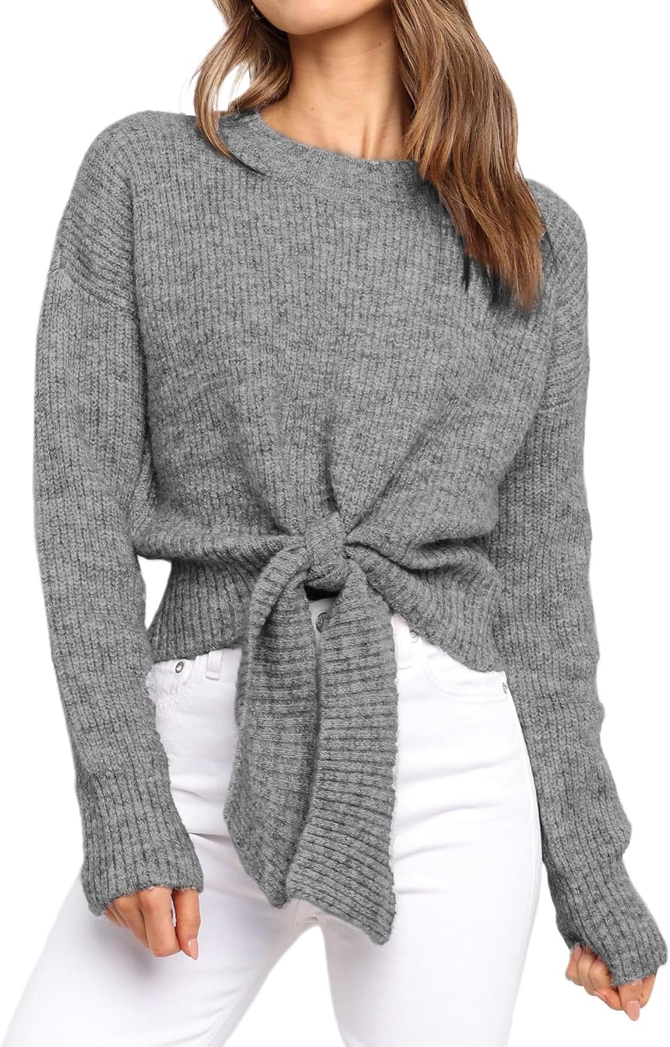 Okiwam Women's Long Sleeve Cropped Sweater for Fall Fashion