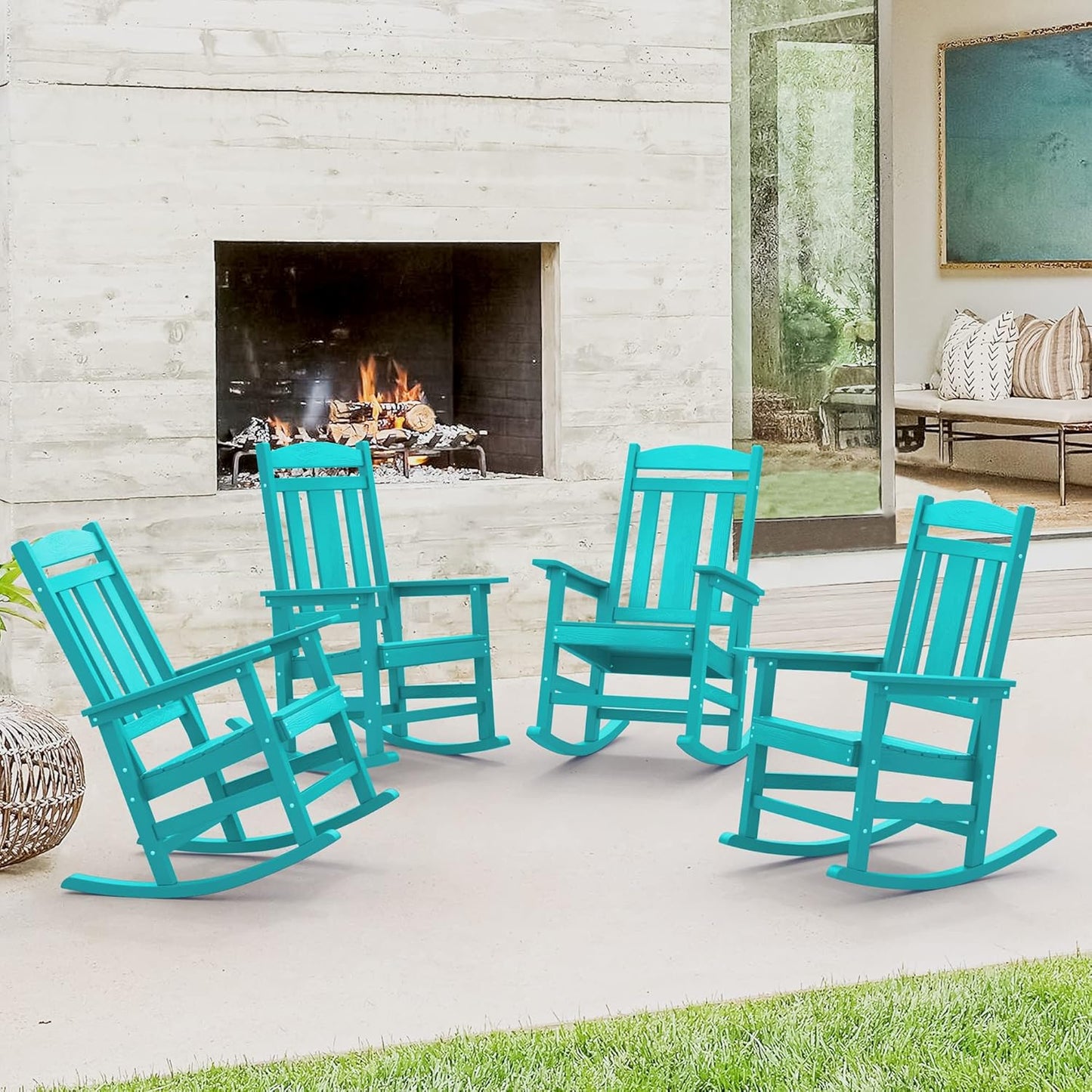 LUE BONA Outdoor Rocking Chairs Set of 4 for Comfort