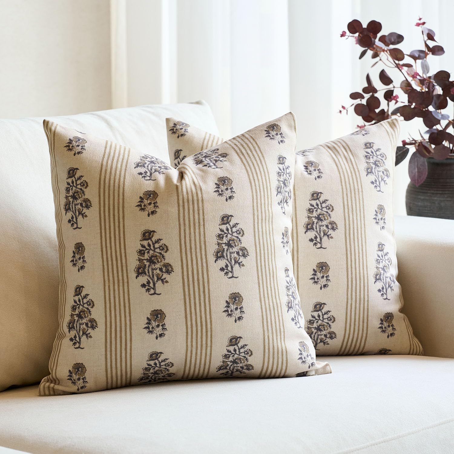 Floral Throw Pillow Covers Set of 2 for Sofa Couch Bed