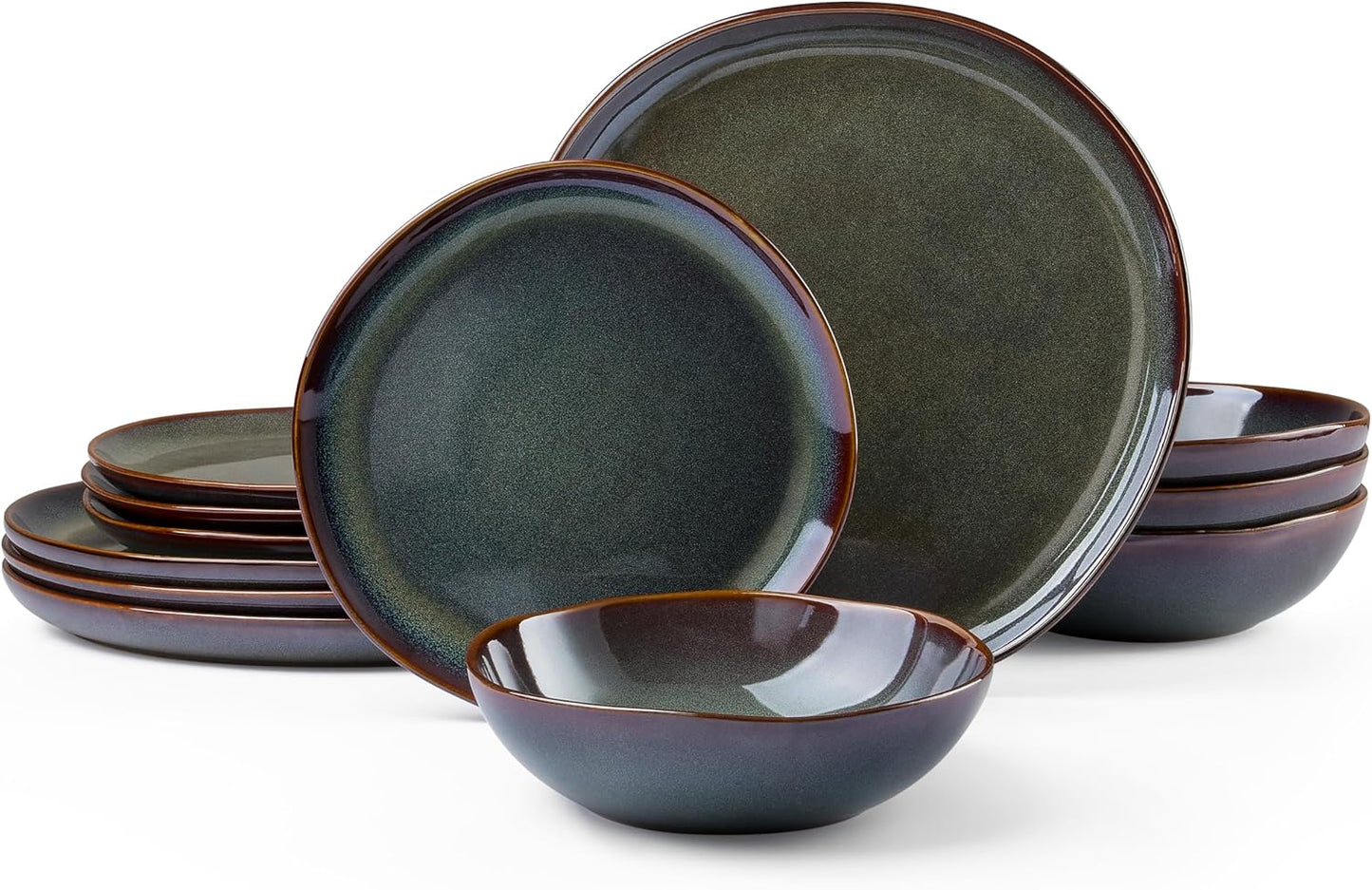HaWare Stoneware Dinnerware Set - Unique Hand-painted Dishware