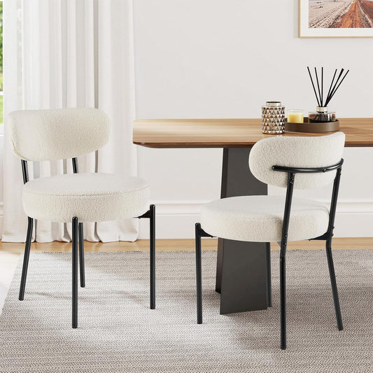 Modern Mid Century Dining Chairs Set of 2 with Curved Backrest