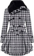 Zeagoo Women's Faux Fur Double-Breasted Winter Trench Coat