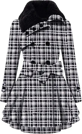 Zeagoo Women's Faux Fur Double-Breasted Winter Trench Coat