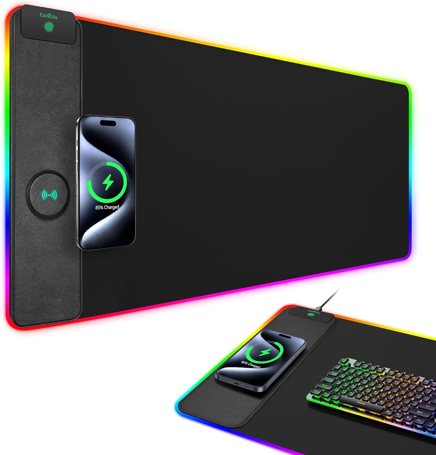 RGB Gaming Mouse Pad with Wireless Charging and XXL Size