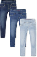Girls Stretch Denim Jeggings 3-Pack - Pull-On Elastic Comfort