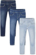 Girls Stretch Pull On Denim Jeggings - Soft, Flexible Fit