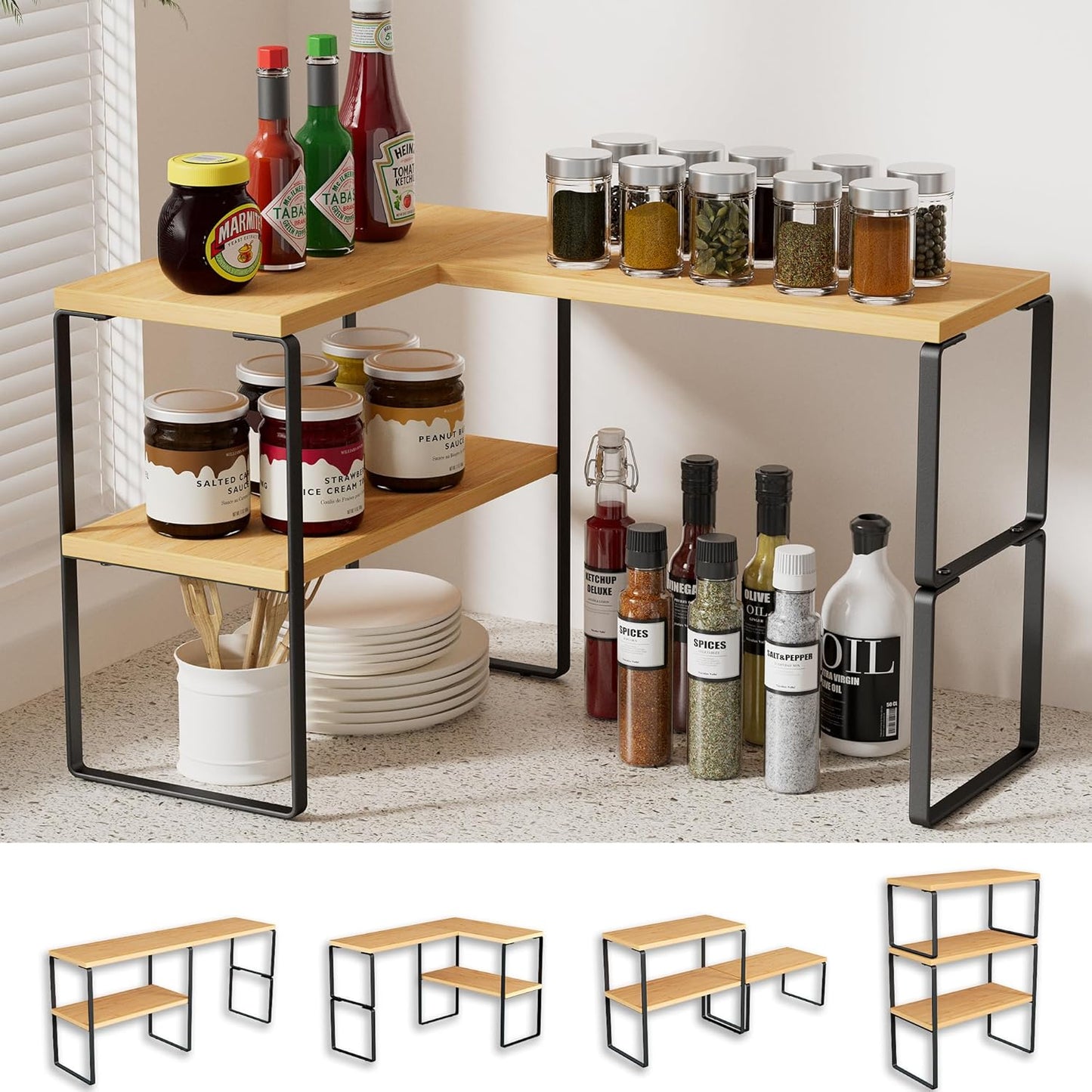 Golener Countertop Organizer Corner Shelf for Kitchen and Bath