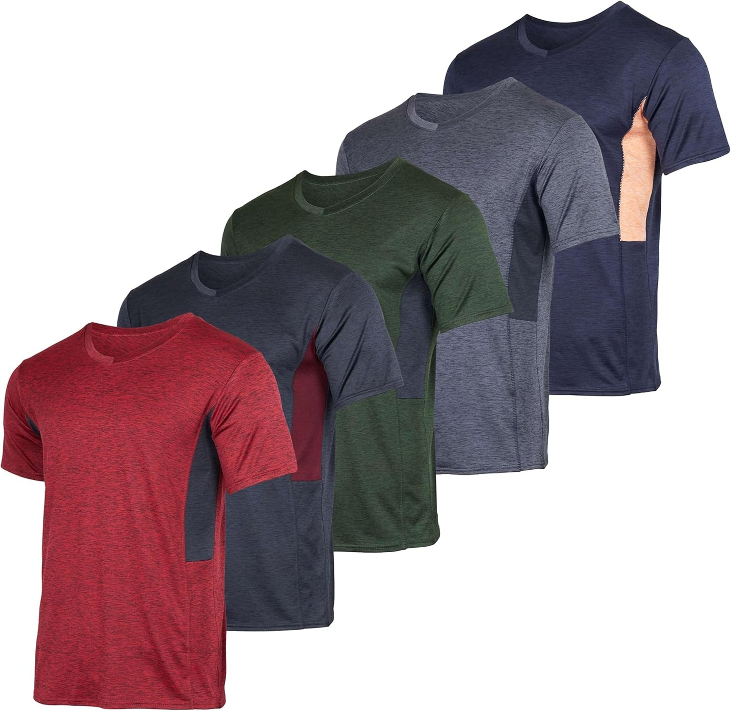 Real Essentials V-Neck Moisture Wicking Active T-Shirts Pack