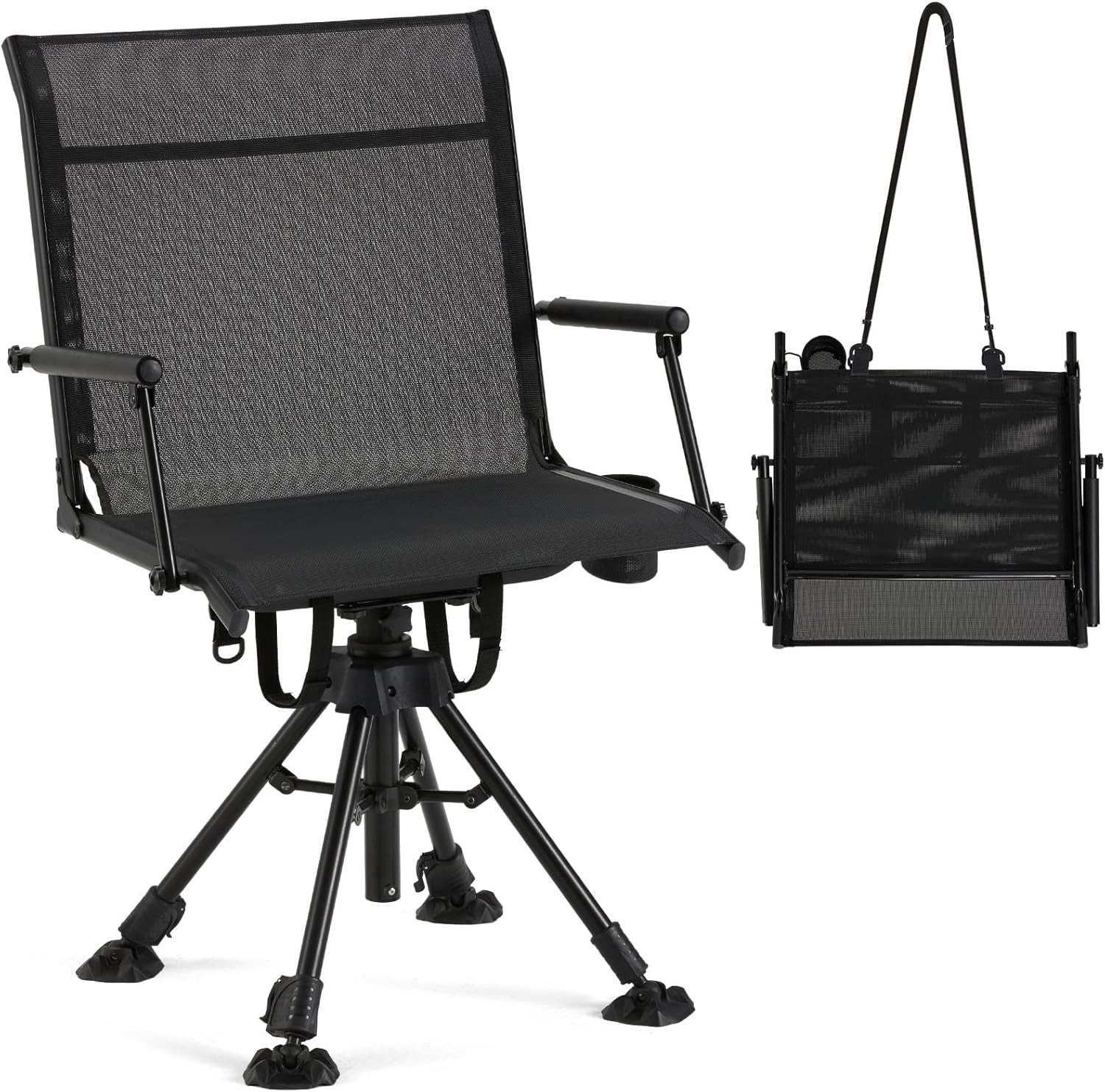 No Cushion Hunting Chair with Silent Swivel for Outdoor Use