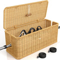 Cable Management Box Power Strip Organizer with Locked Cover - Rattan