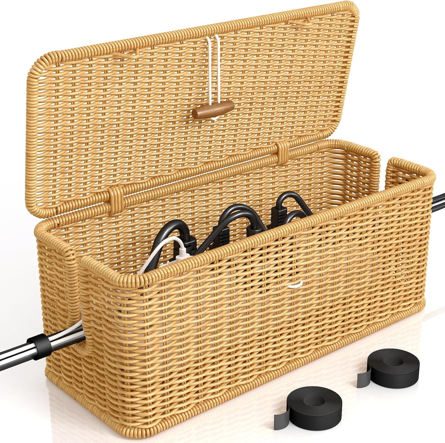 Handmade Rattan Cable Management Box by Aocii