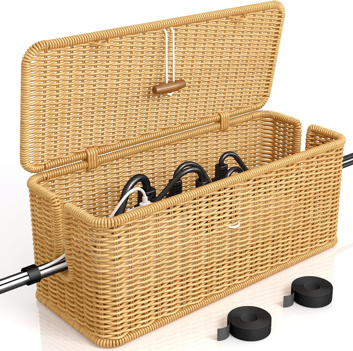 Handmade Rattan Cable Management Box by Aocii