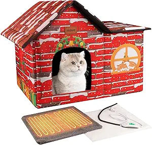 Heated Cat House for Outdoor Cats - Mivo Weatherproof Shelter