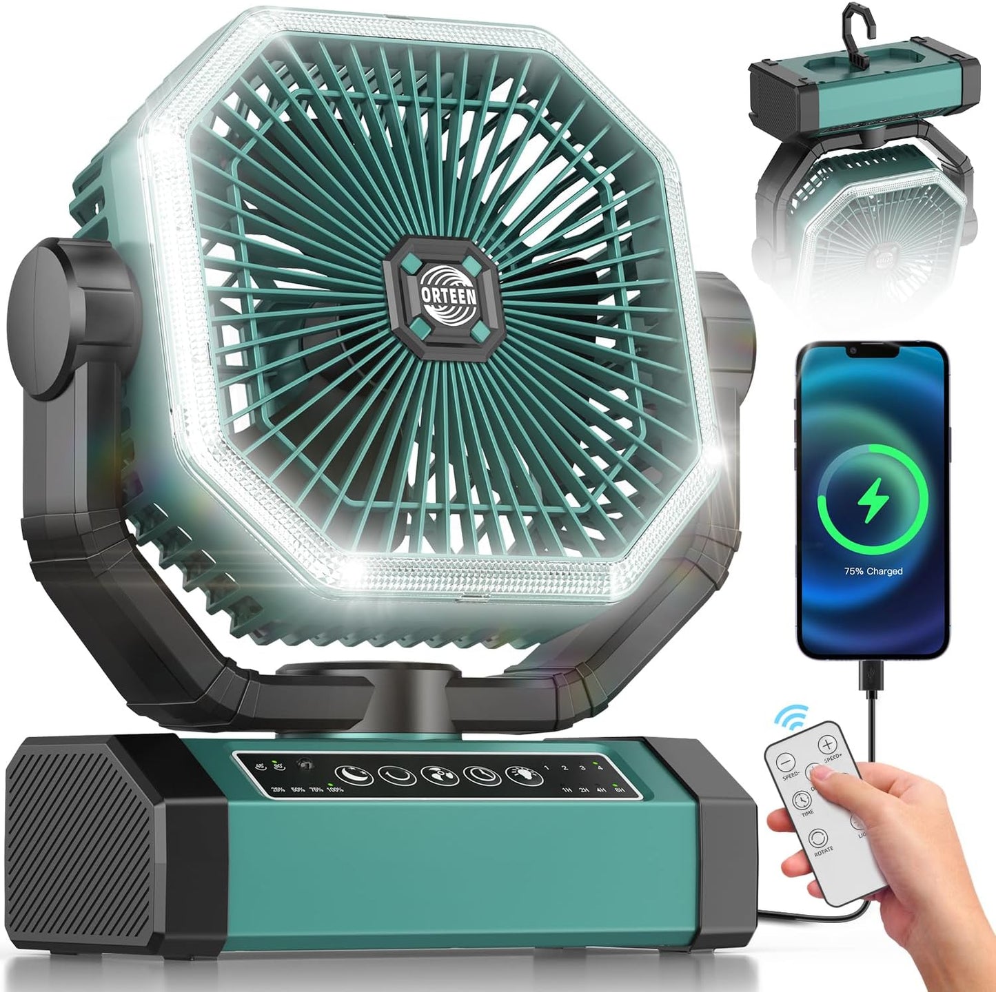 Portable Rechargeable Fan - 9-Inch Camping Fan for Outdoor Use