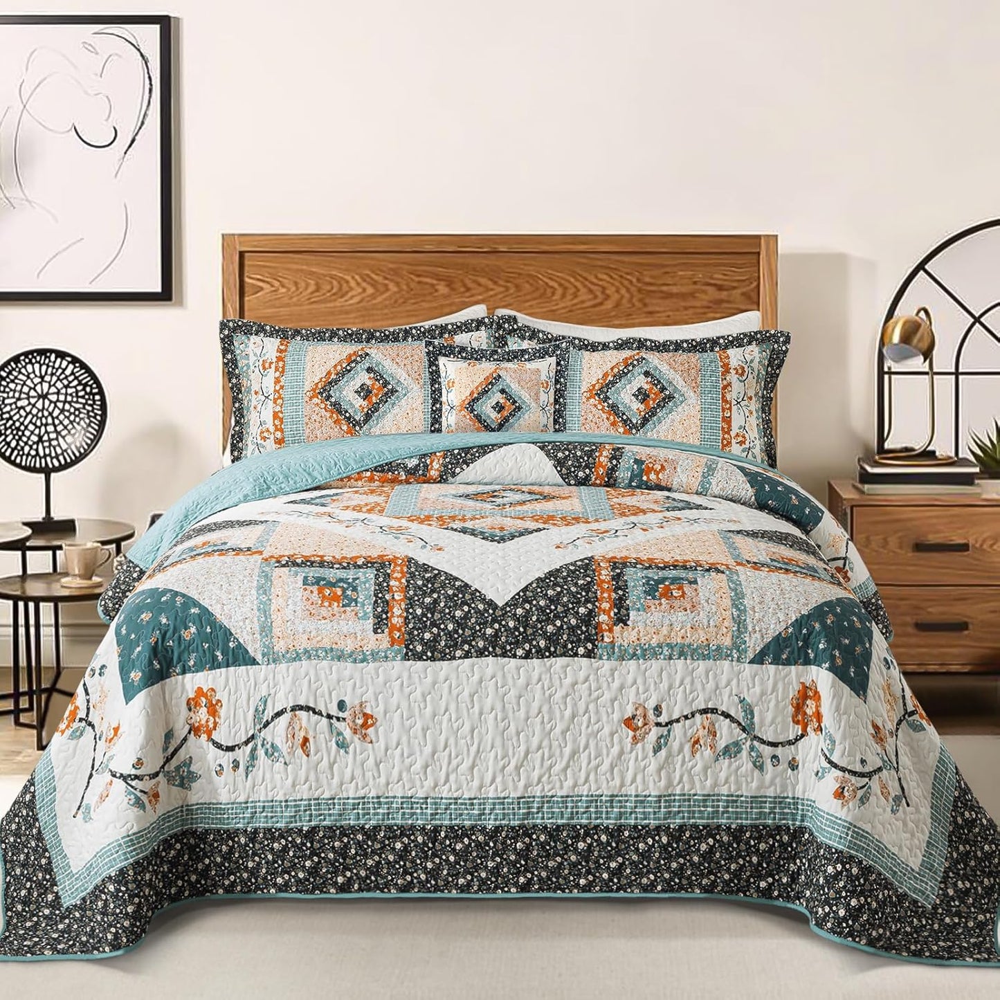 BEDIFANY Cotton Quilts Queen Size Sets for All Seasons Comfort