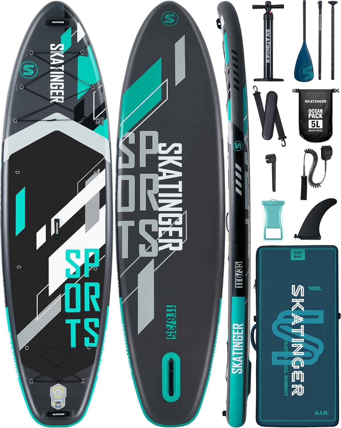 11ft 6in Super Wide Inflatable Paddle Board for Families & Fun