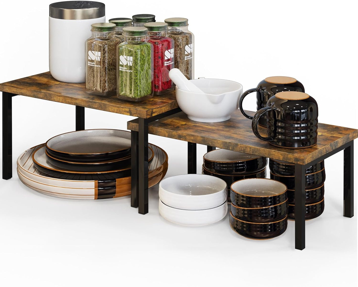 Rustic Brown Kitchen Cabinet Organizer