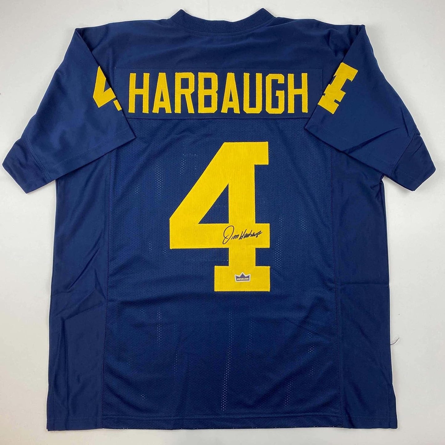 Facsimile Autographed Jim Harbaugh Michigan Blue Jersey XL