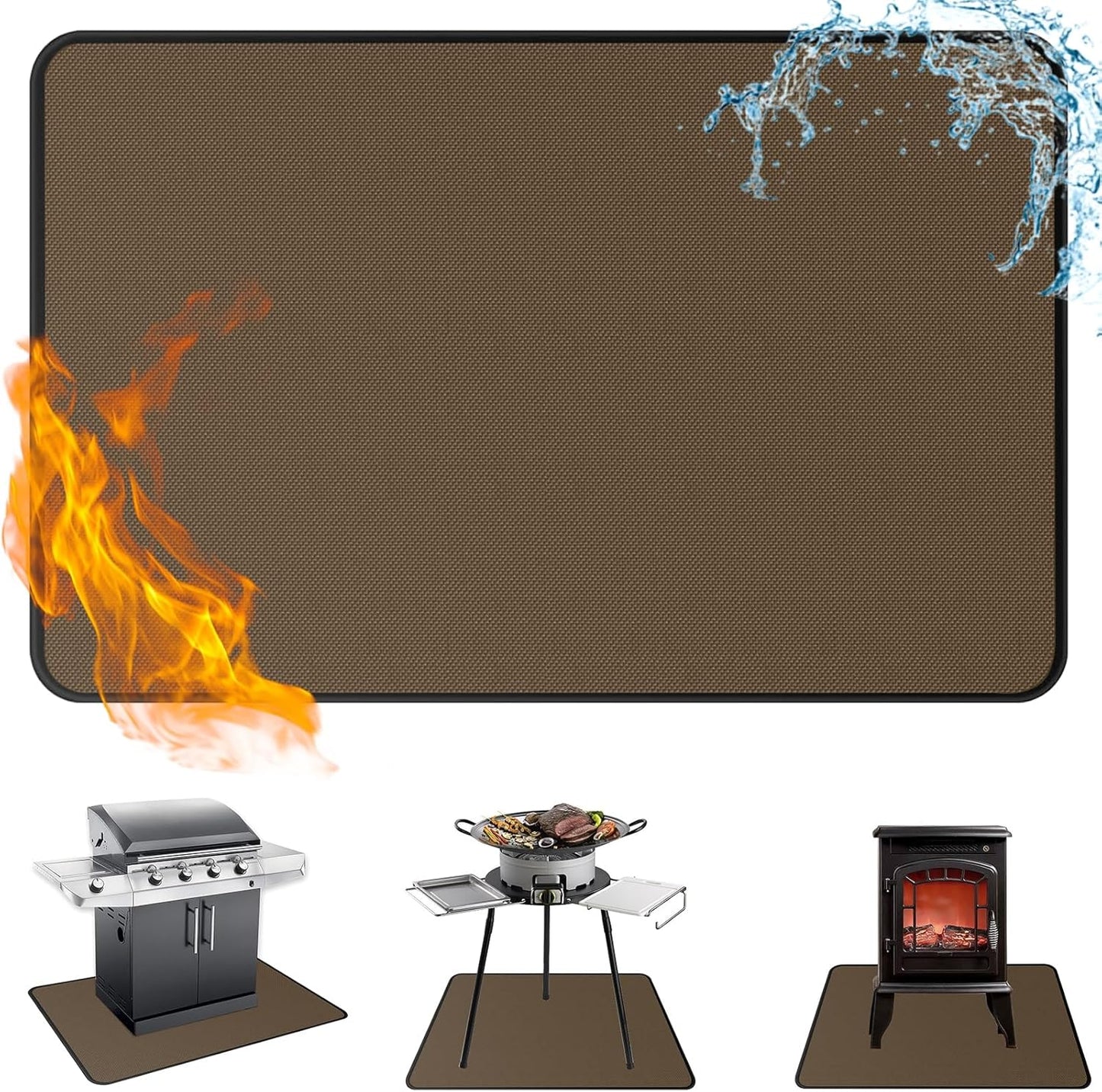 Anze Under Grill Mat for Outdoor BBQ - 36x48 Inch Fireproof Pad