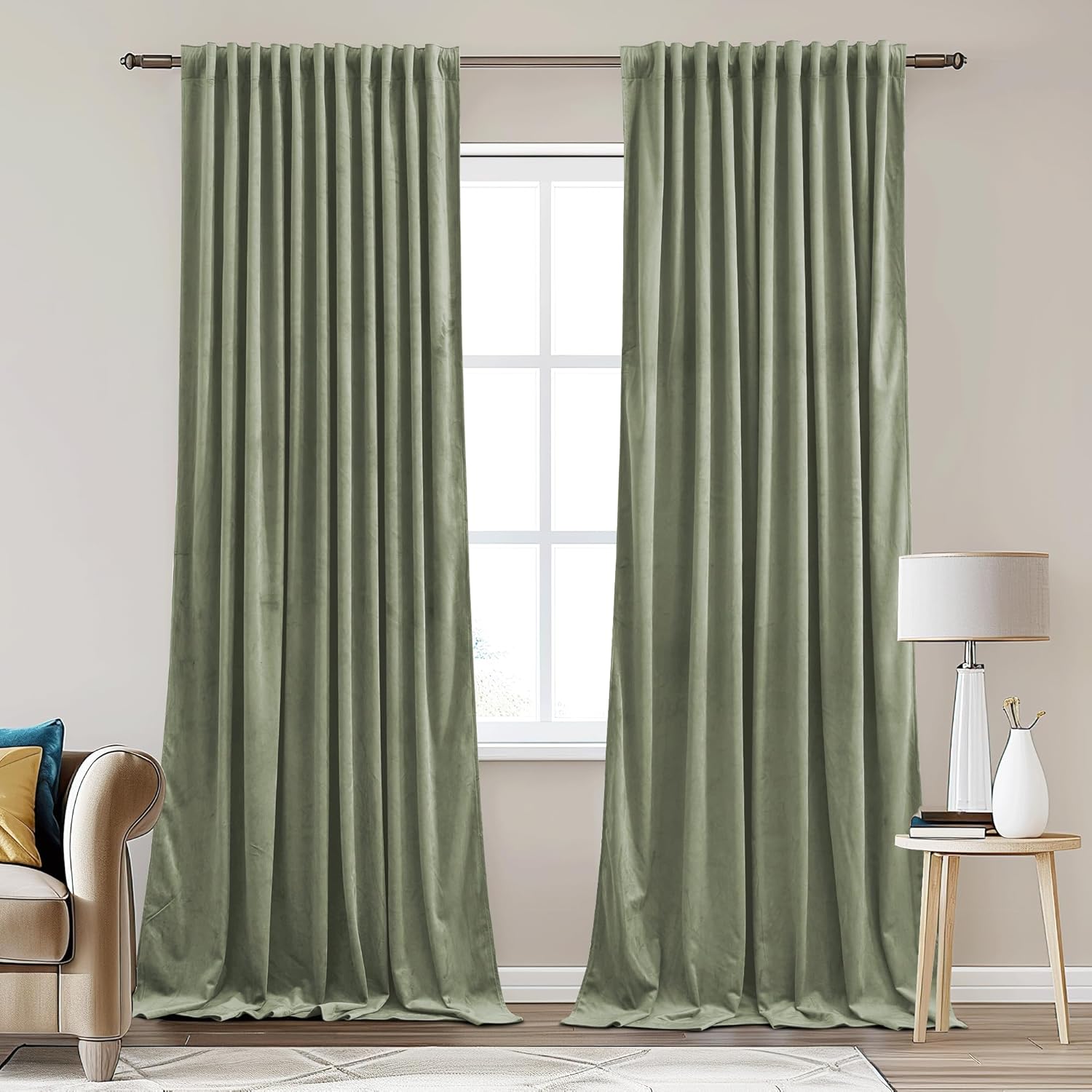 StangH Extra Wide Velvet Curtains for Room Darkening and Insulation