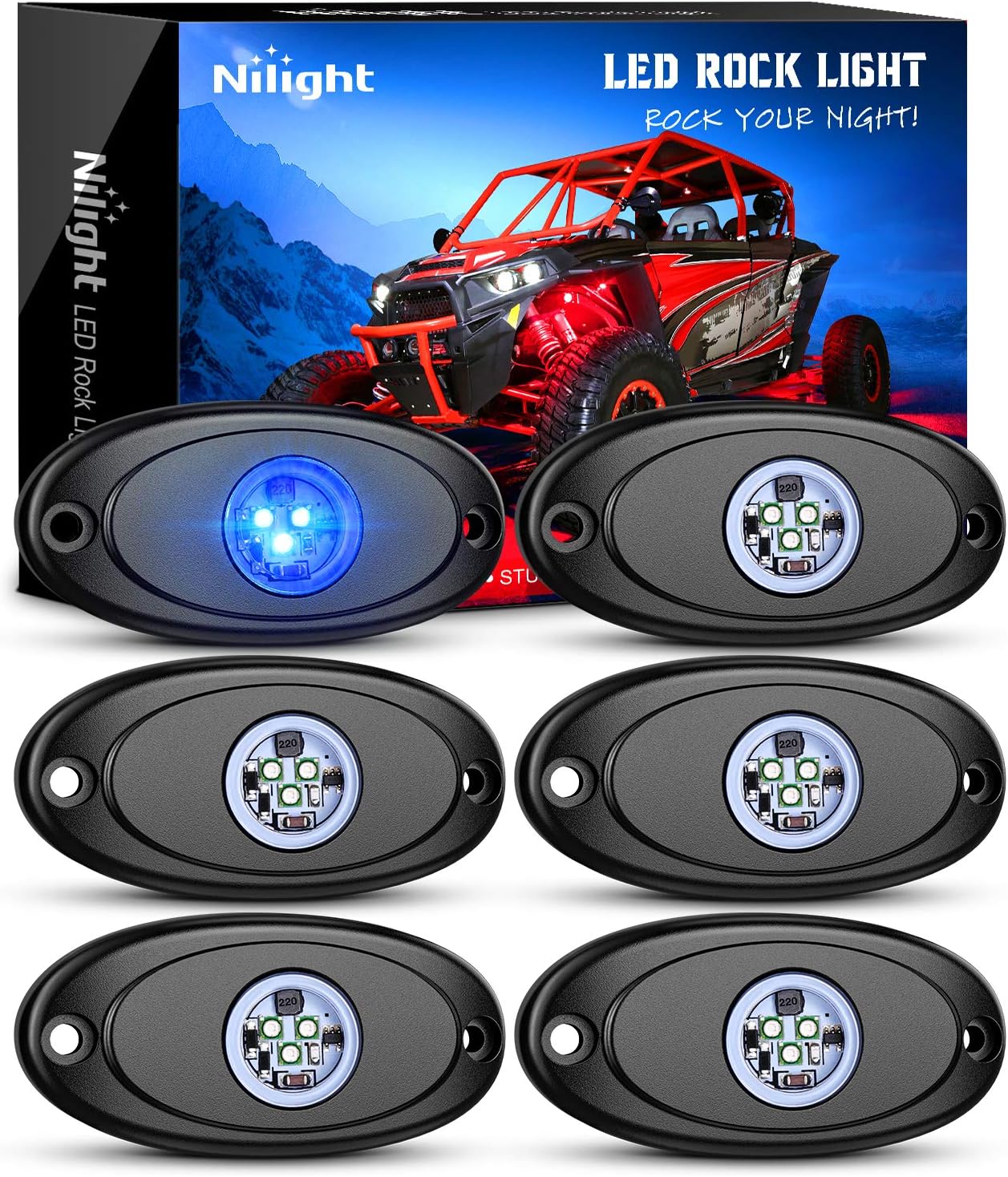 Nilight LED Rock Light Pods for Cars, Trucks, and ATVs