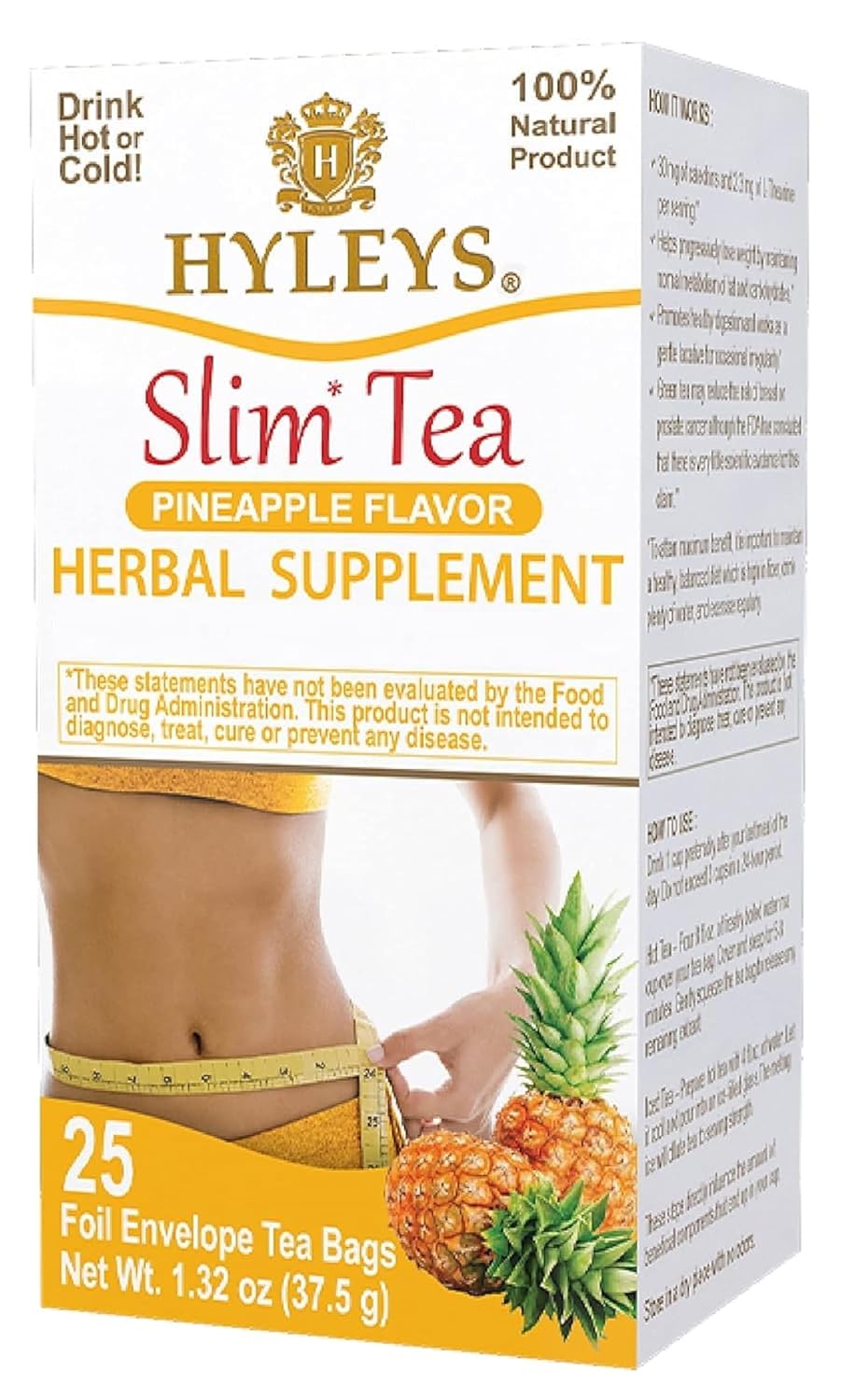 Hyleys Slim Tea Pineapple Flavor - Herbal Weight Loss Supplement