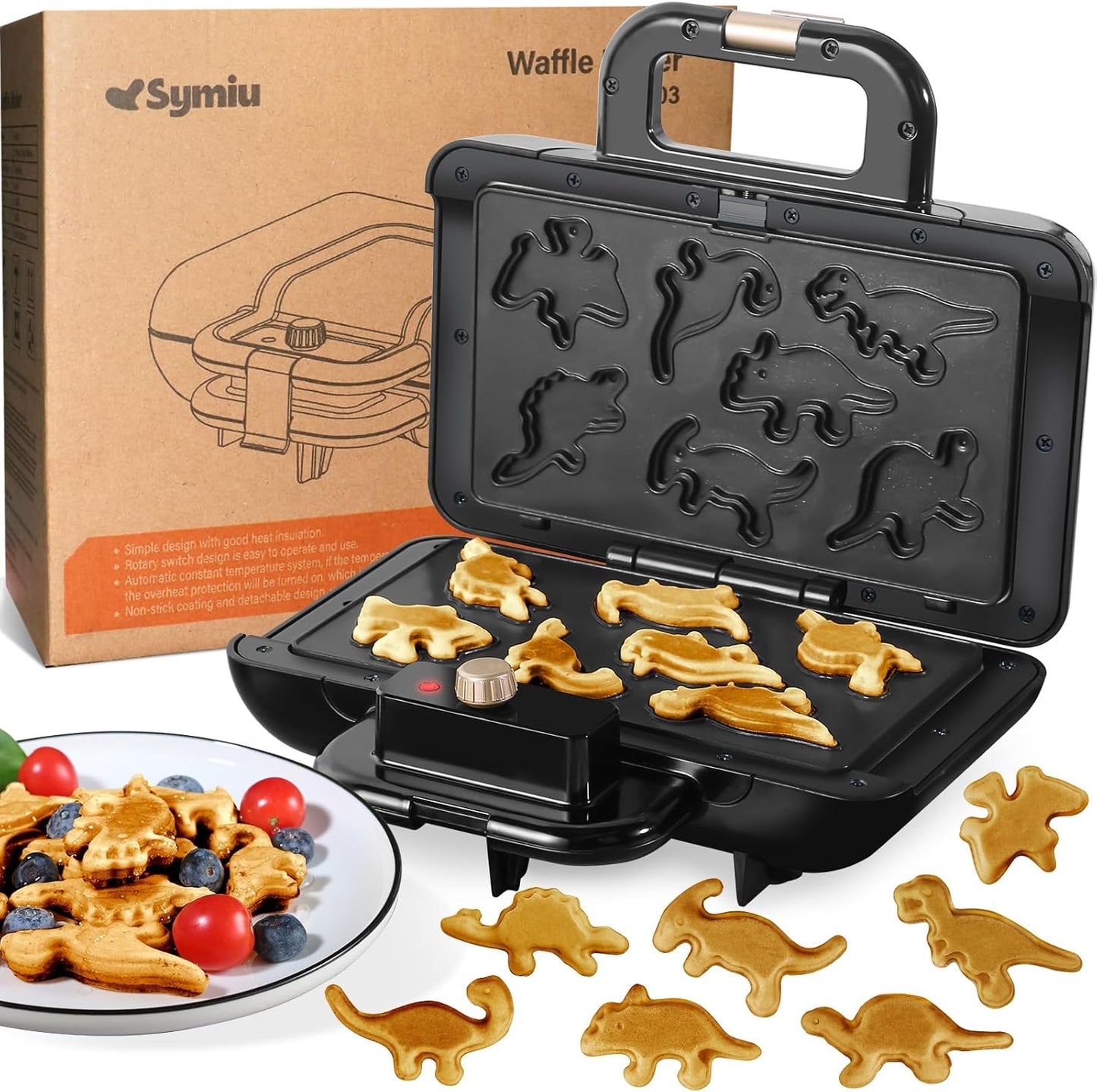 Dino Waffle Maker - Fun & Fast 7 Waffles!