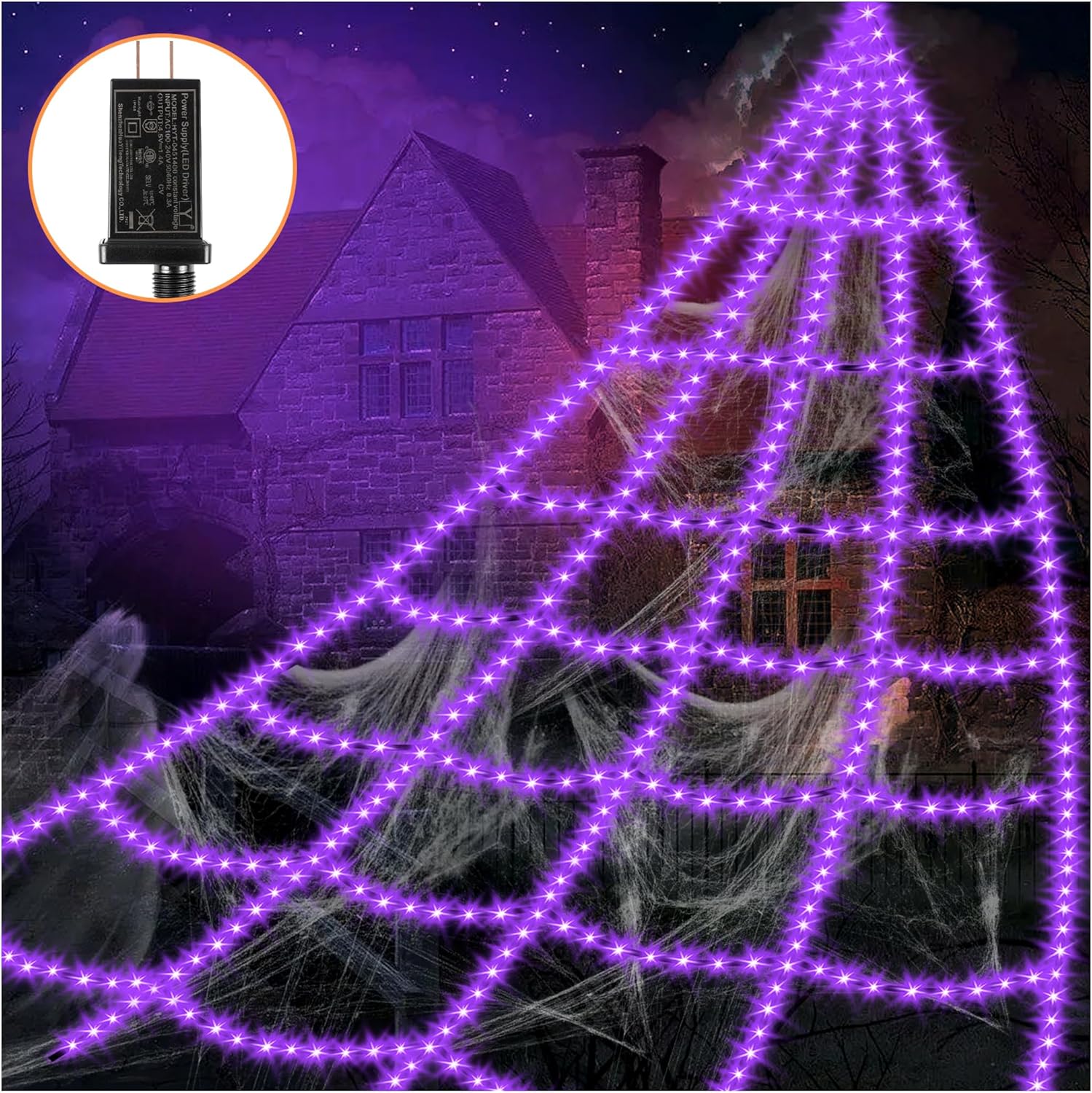 Halloween Decorations Outdoor Spider Web Lights for Spooky Vibes