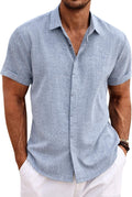 COOFANDY Men's Linen Button Down Short Sleeve Shirt - Breathable