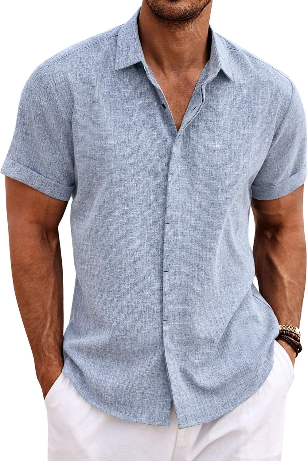 COOFANDY Men's Linen Shirts for Casual Summer Beach Style