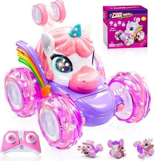 360 Stunt Unicorn RC Car w/ Cute Lights - Perfect Gift!