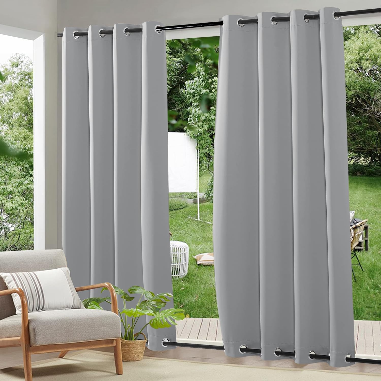 RYB HOME Waterproof Outdoor Curtains for Patio and Porch Use