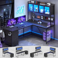 SEDETA L-Shaped Gaming Desk: Storage, LED Lights, Power Outlet